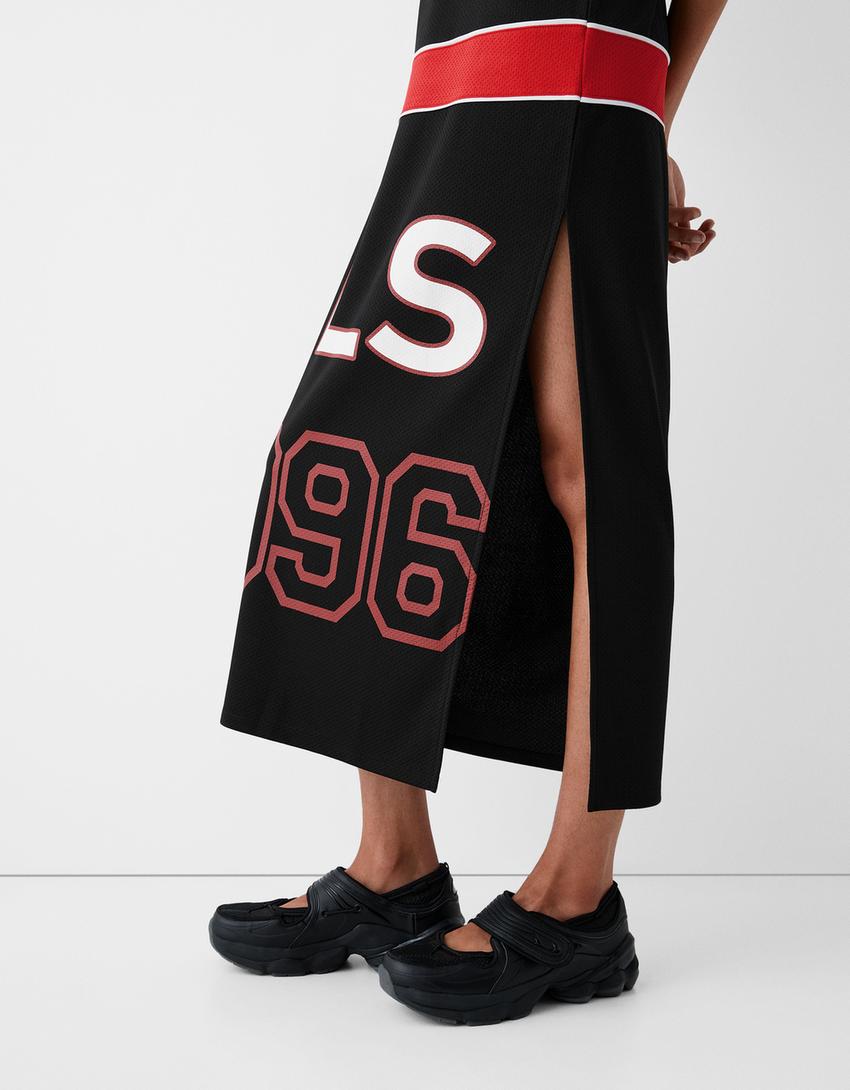 New York Red Bulls midi dress with slit-Black