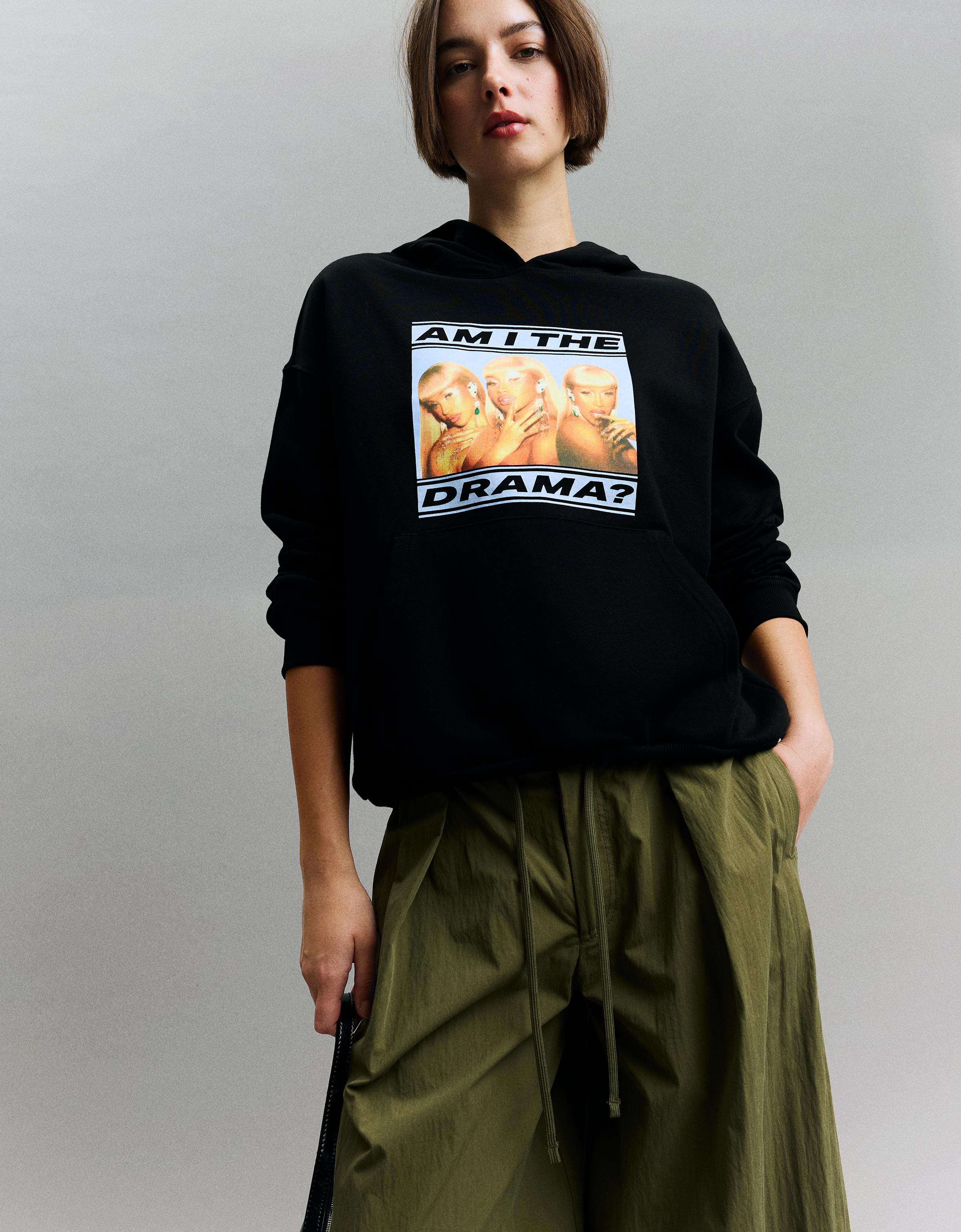 Cardi B print hoodie - Black