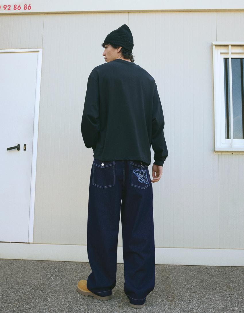 Jeans barrel fit-Marinho