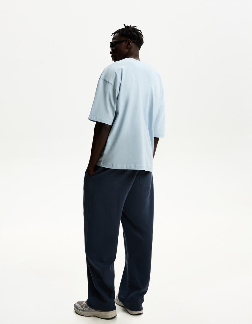 Koszulka oversize z krótkim rękawem-Jasnoniebieski