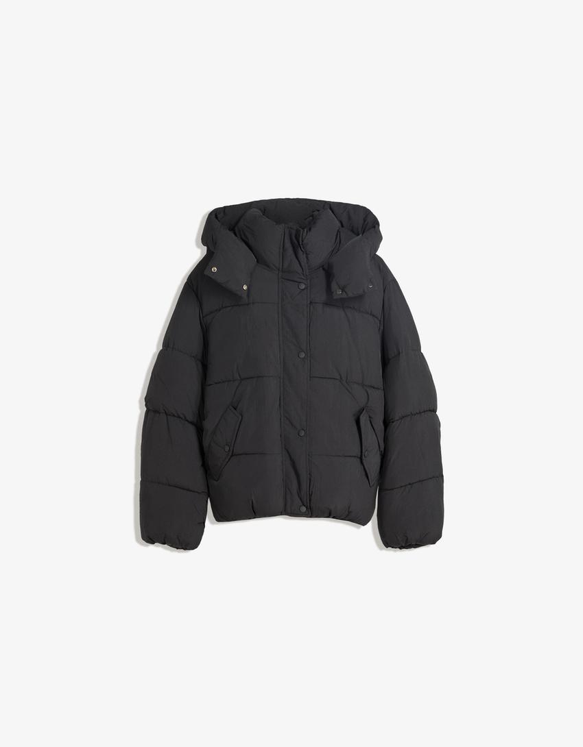 Water-repellent & thermal insulation puffer jacket-Black