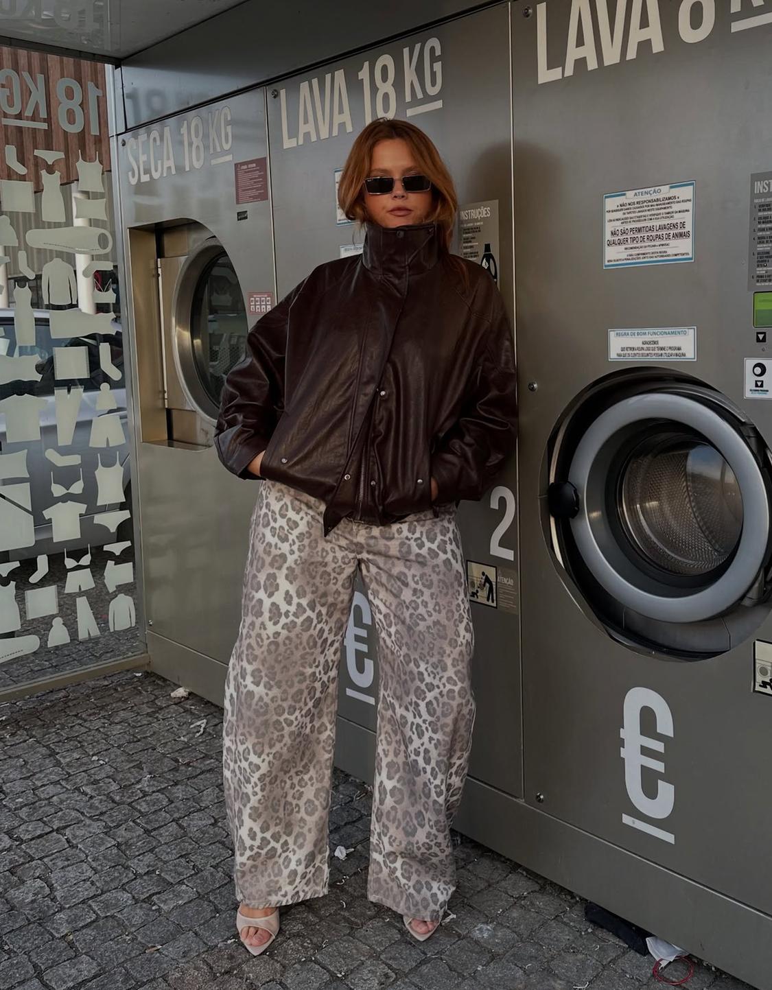 Oversize faux leather jacket