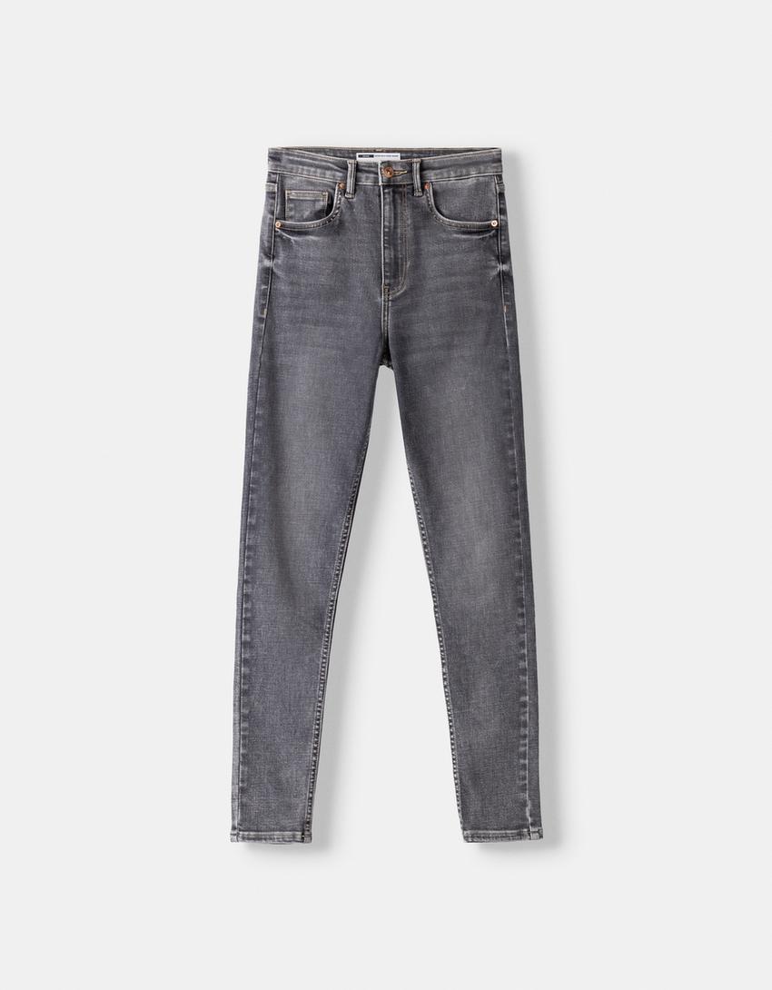 Jeans taille très haute skinny-Gris-4