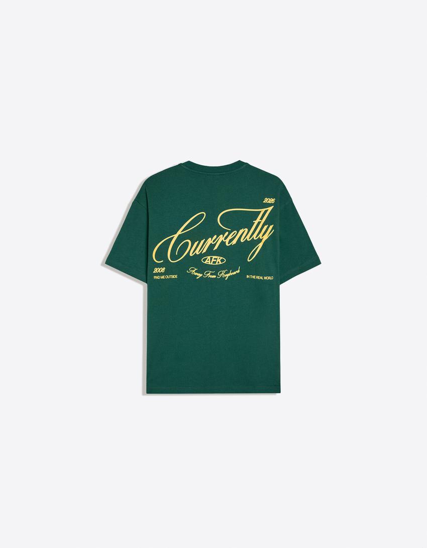 Relaxed fit short sleeve printed T-shirt-Green