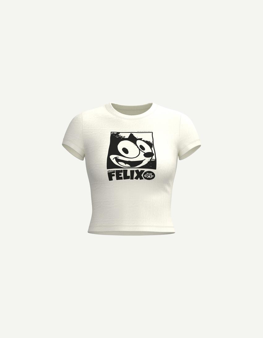 Majica Felix the Cat kratkih rukava-Prljavo bijela
