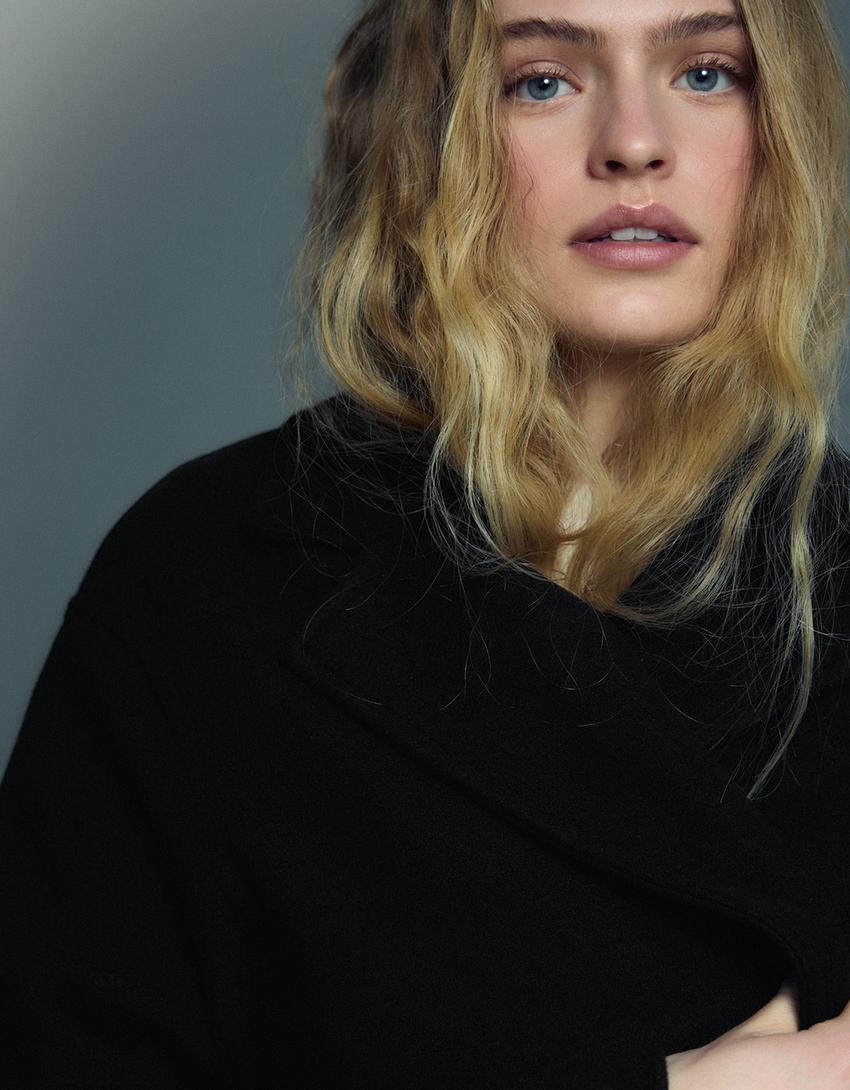 Lång mjuk kappa-Svart