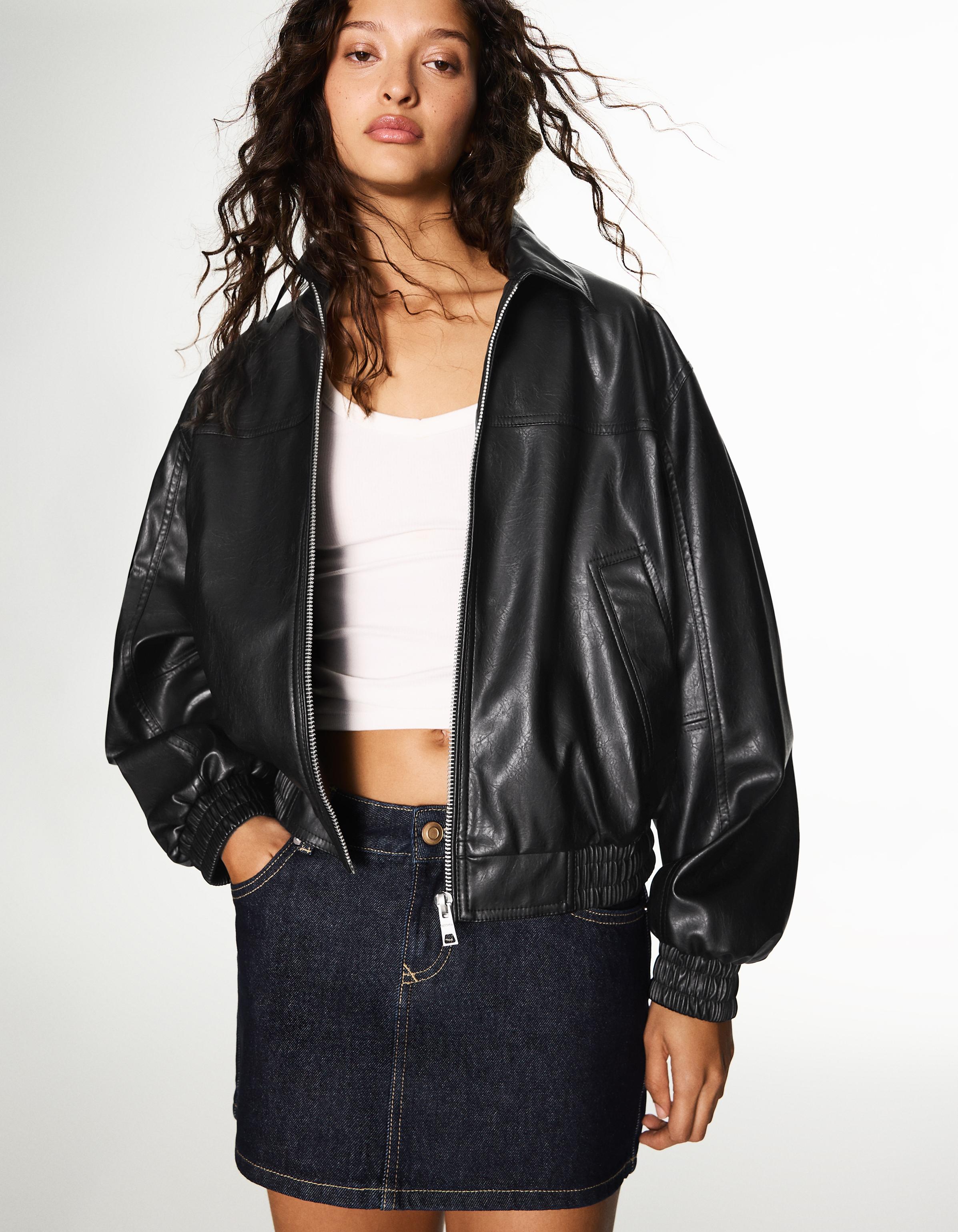 Leather effect jacket — Black