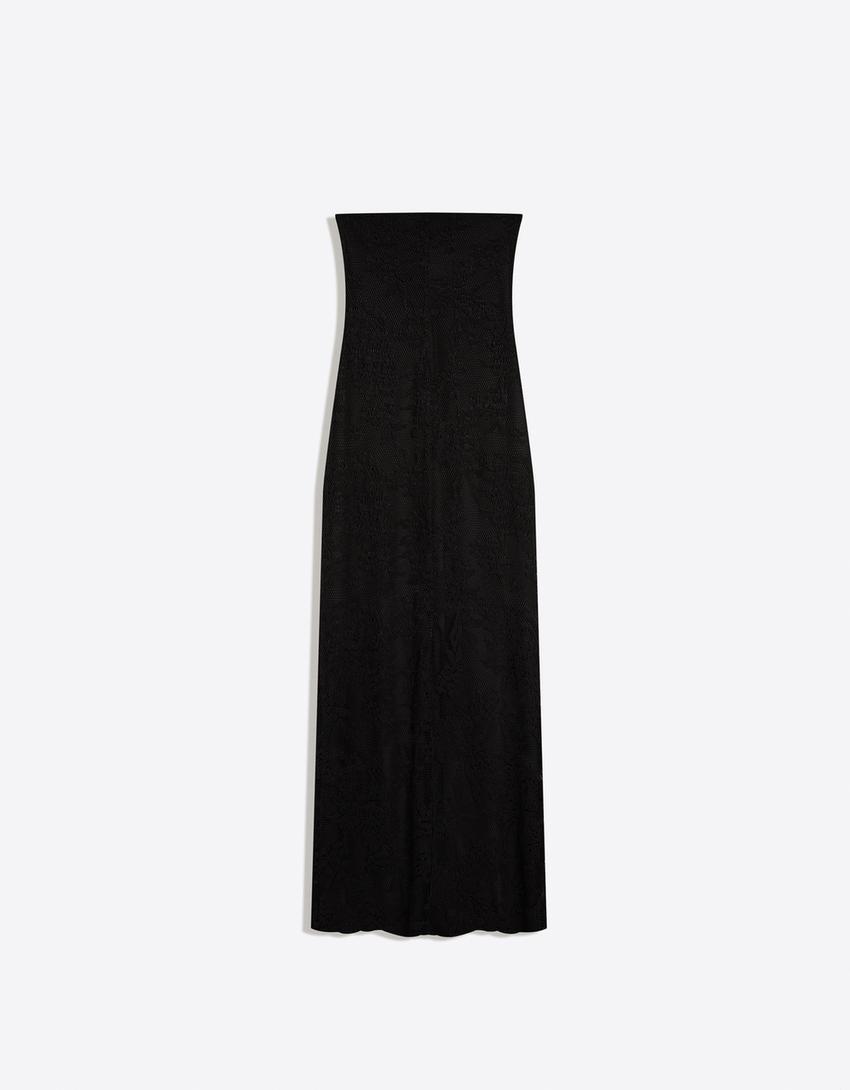 Rustic bandeau midi dress-Black