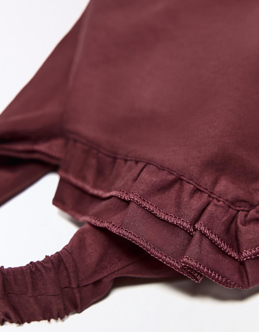 Fur bandana with ruffles-Maroon