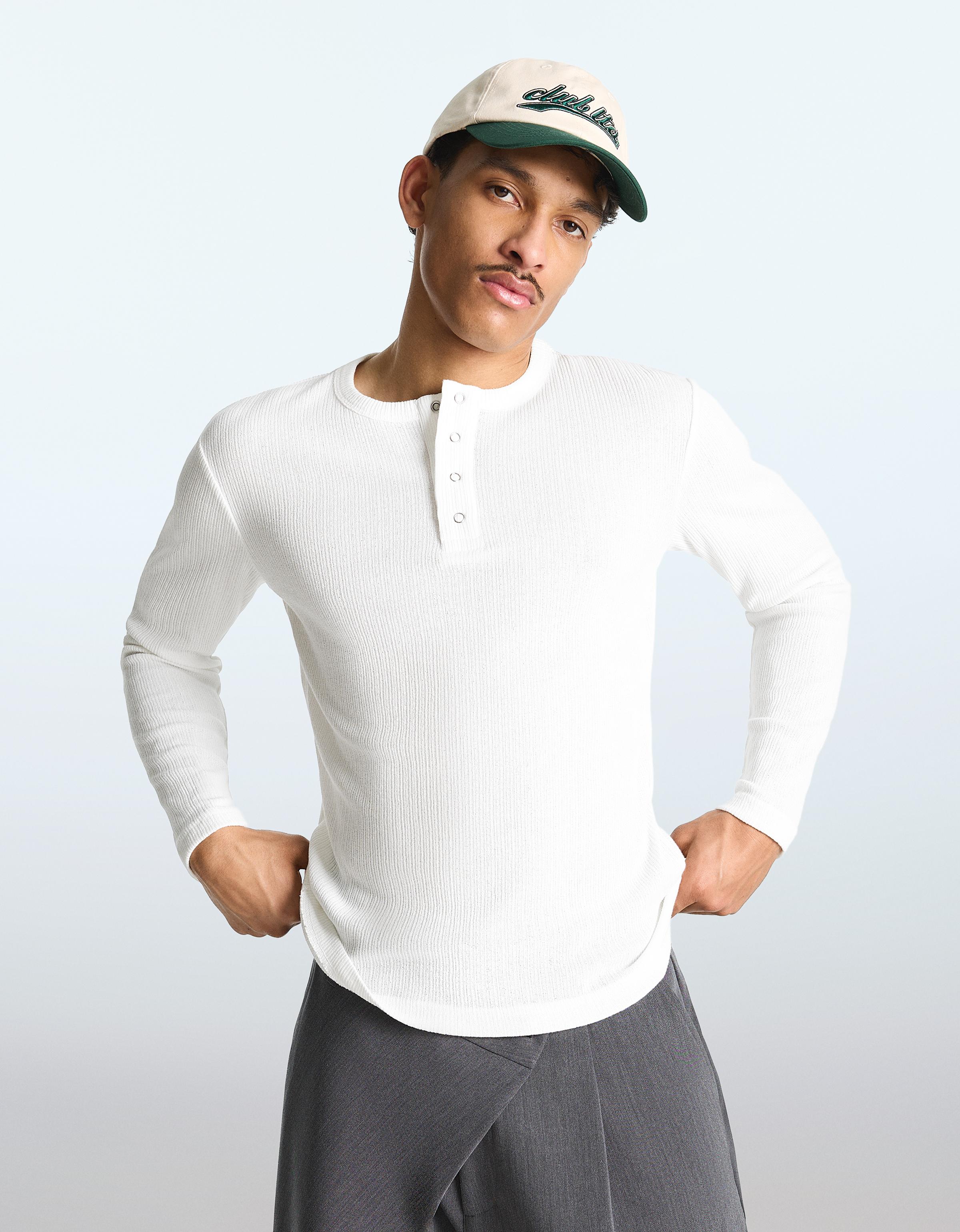 Düğmeli yaka dokulu t-shirt - Görsel 29