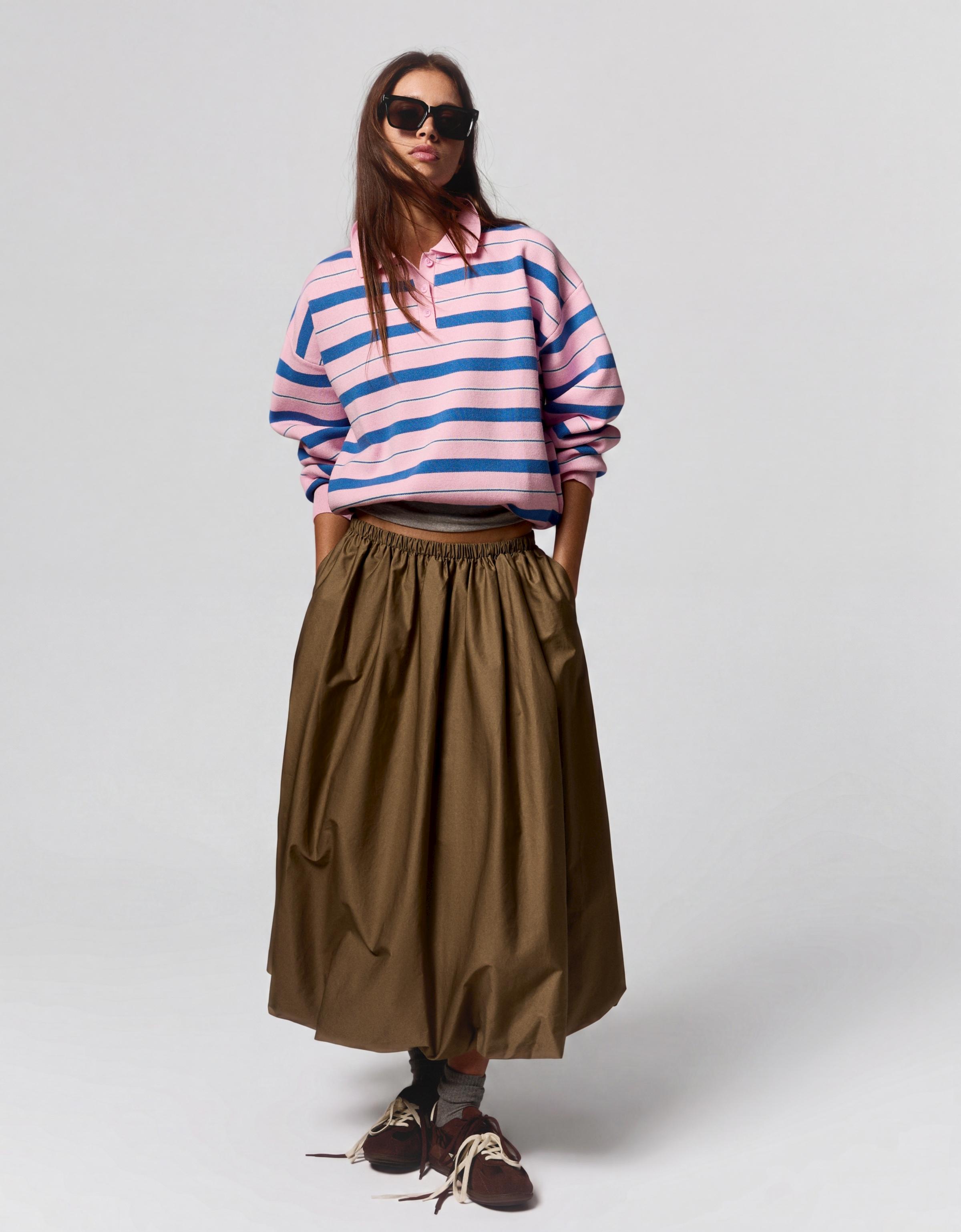 Oversize polo collar jumper — Pink