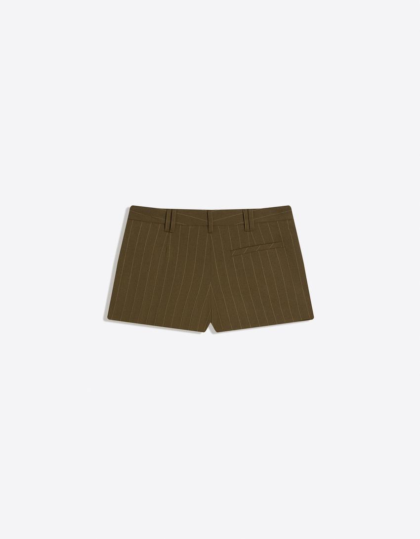 Mini shorts with belt loops-Khaki