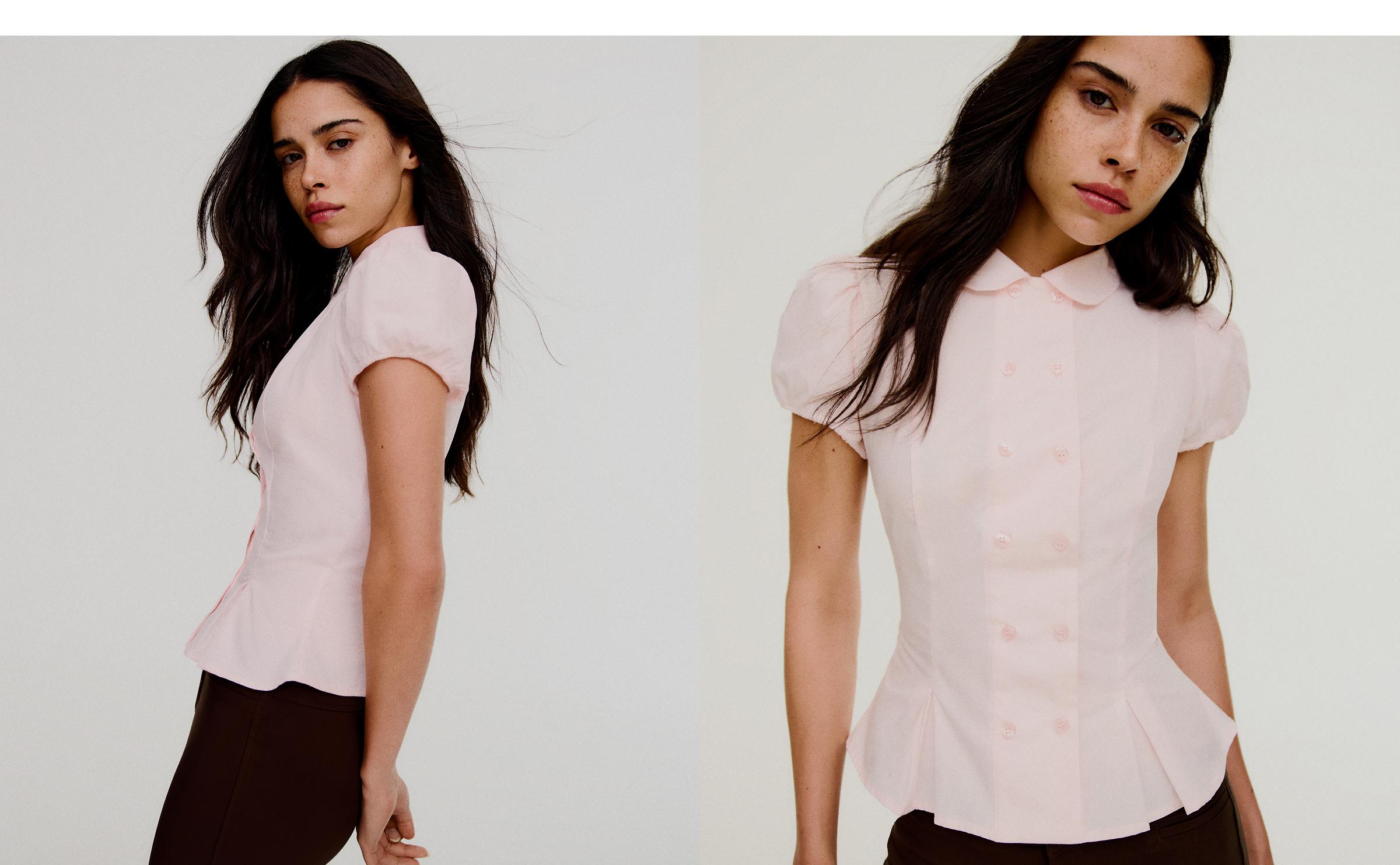 Short sleeve Peter Pan collar shirt — Pink