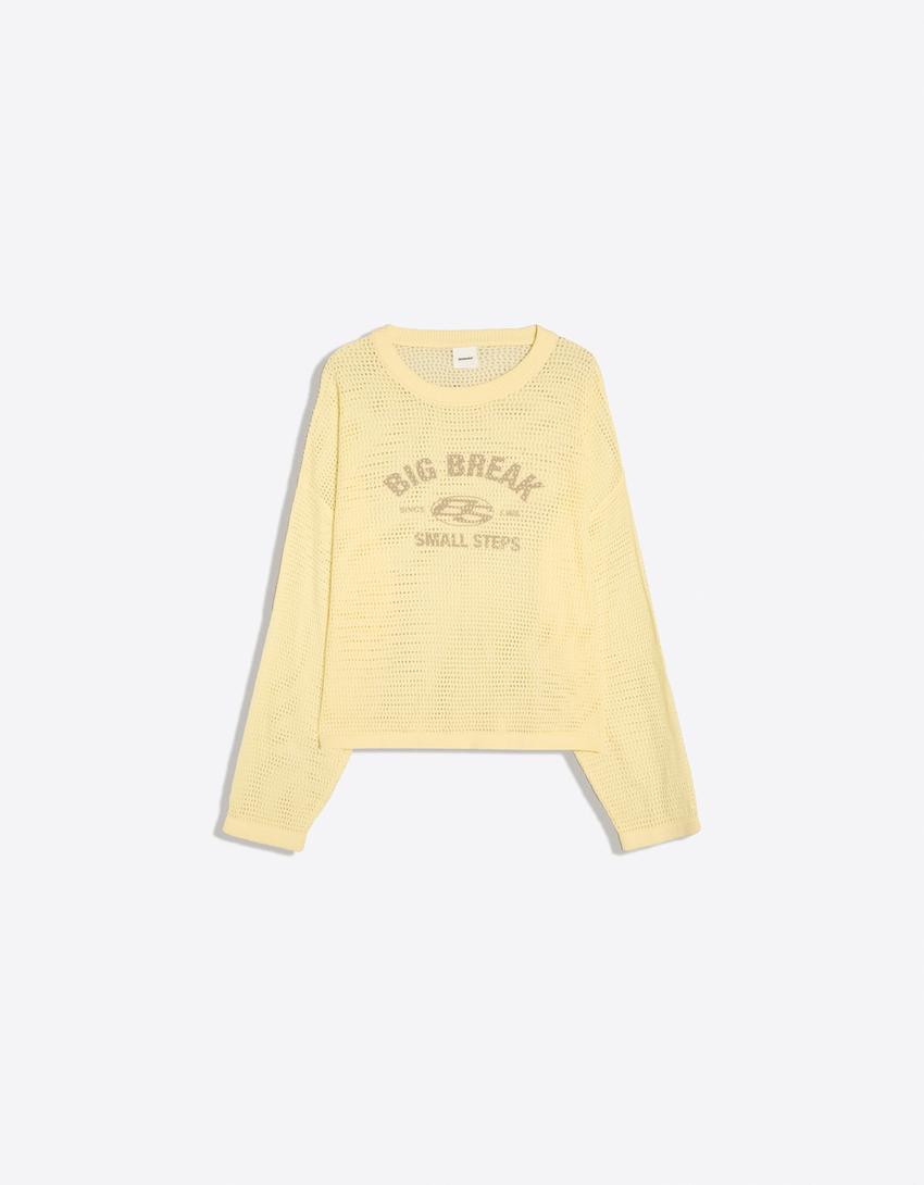 Printed mesh sweater-Yellow