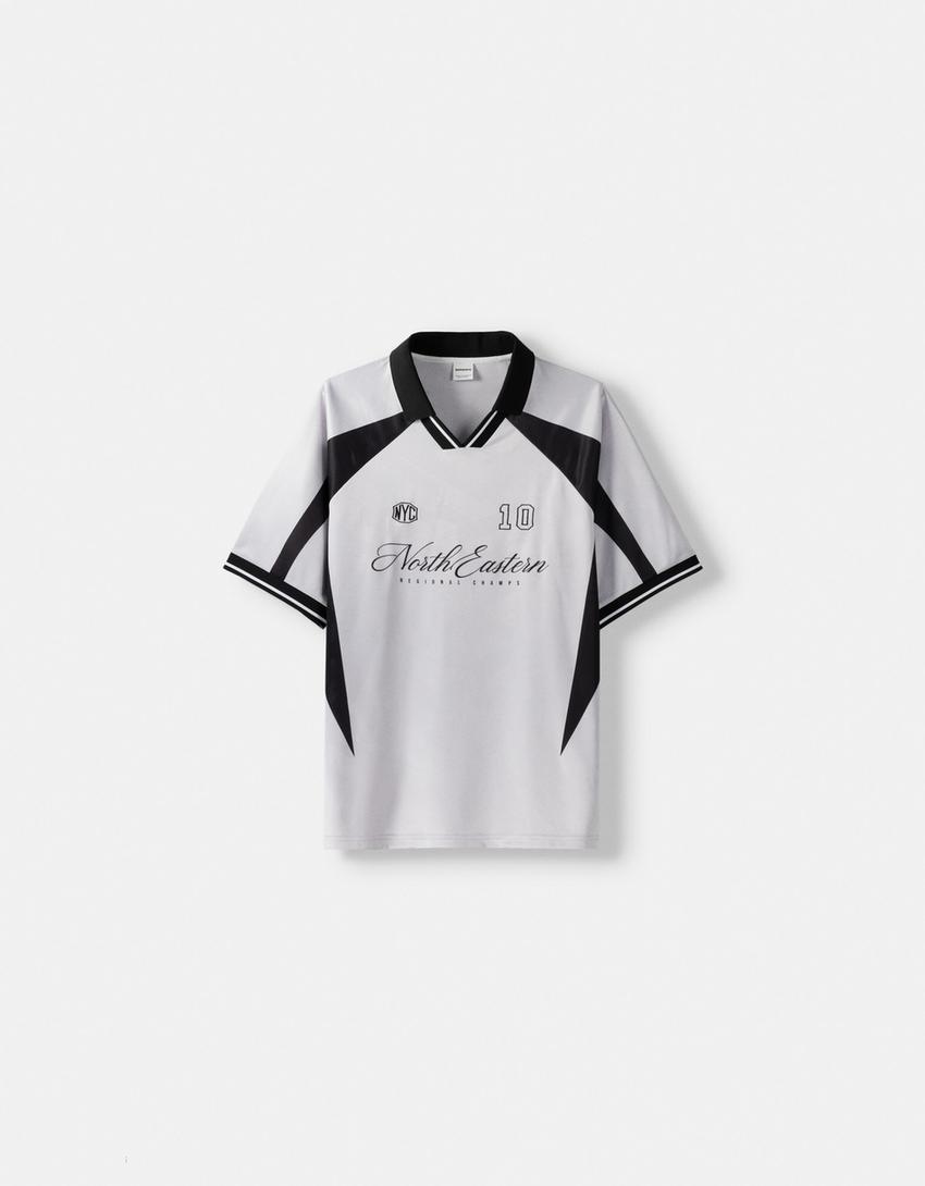 T-shirt manches courtes sport jacquard-Gris-5