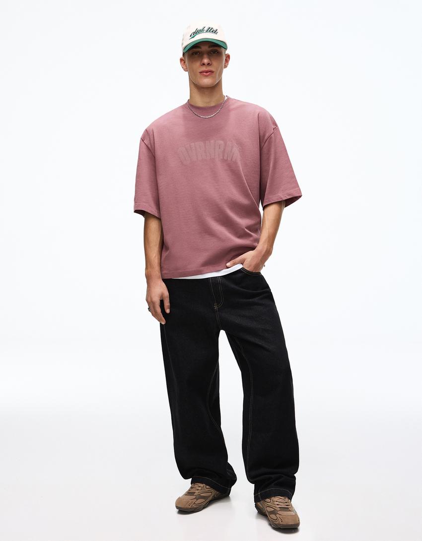 T-Shirt mit kurzen Ärmeln und Print-Rot