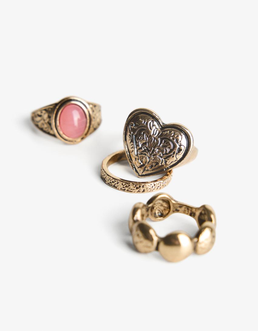Pack 3 anillos sello-Oro-1