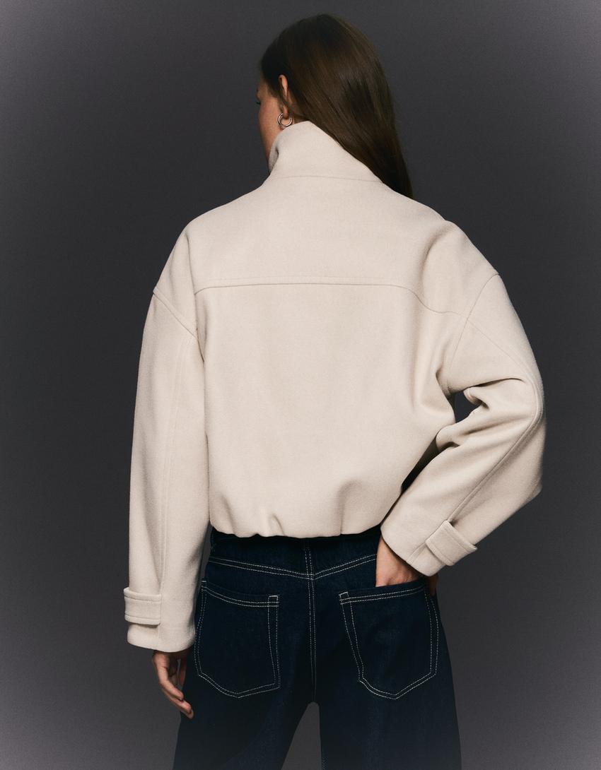 Soft touch zip-up jacket-Sand