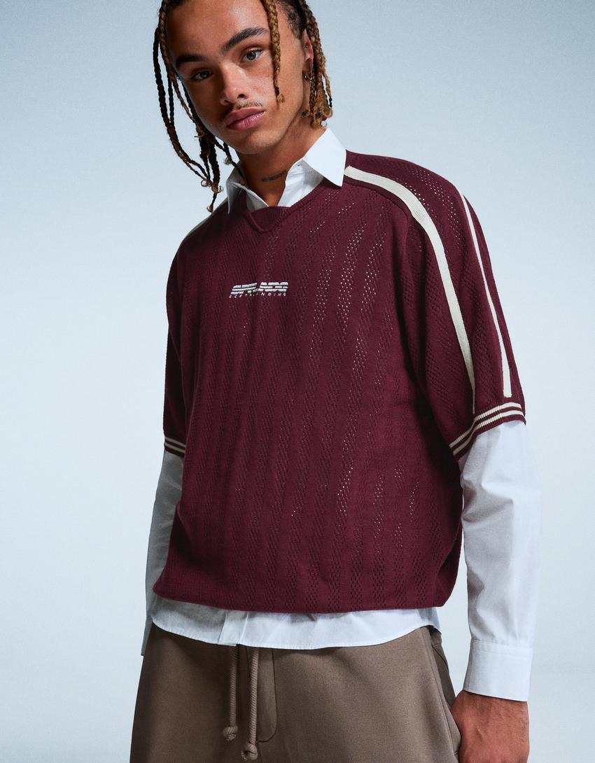 Short sleeve sports T-shirt-Burgundy