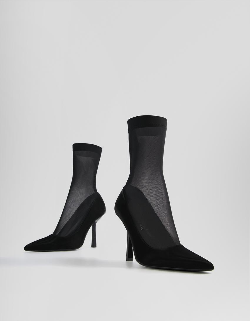 حذاء عالي الكعب طراز جوارب-أسود-3