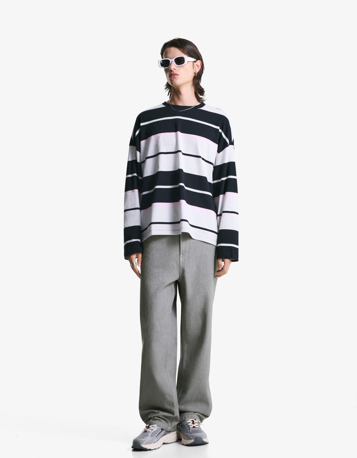 Bershka jeansy o kroju loose baggy szary