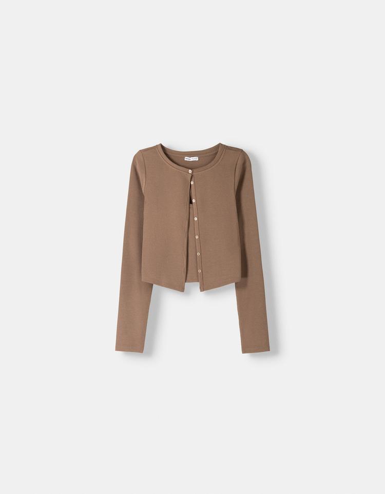 Buttoned cardigan with top