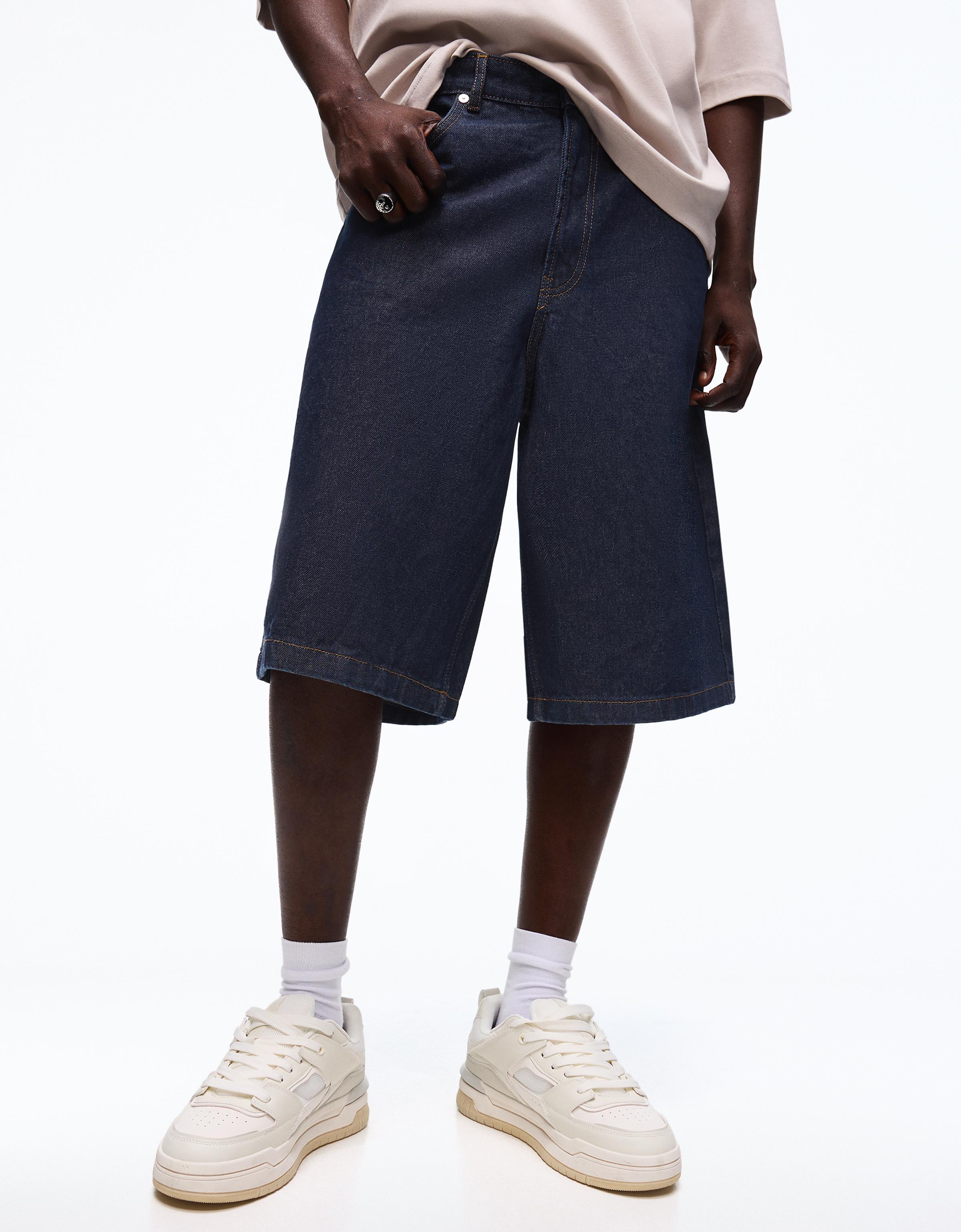 Baggy fit denim bermuda - Görsel 73