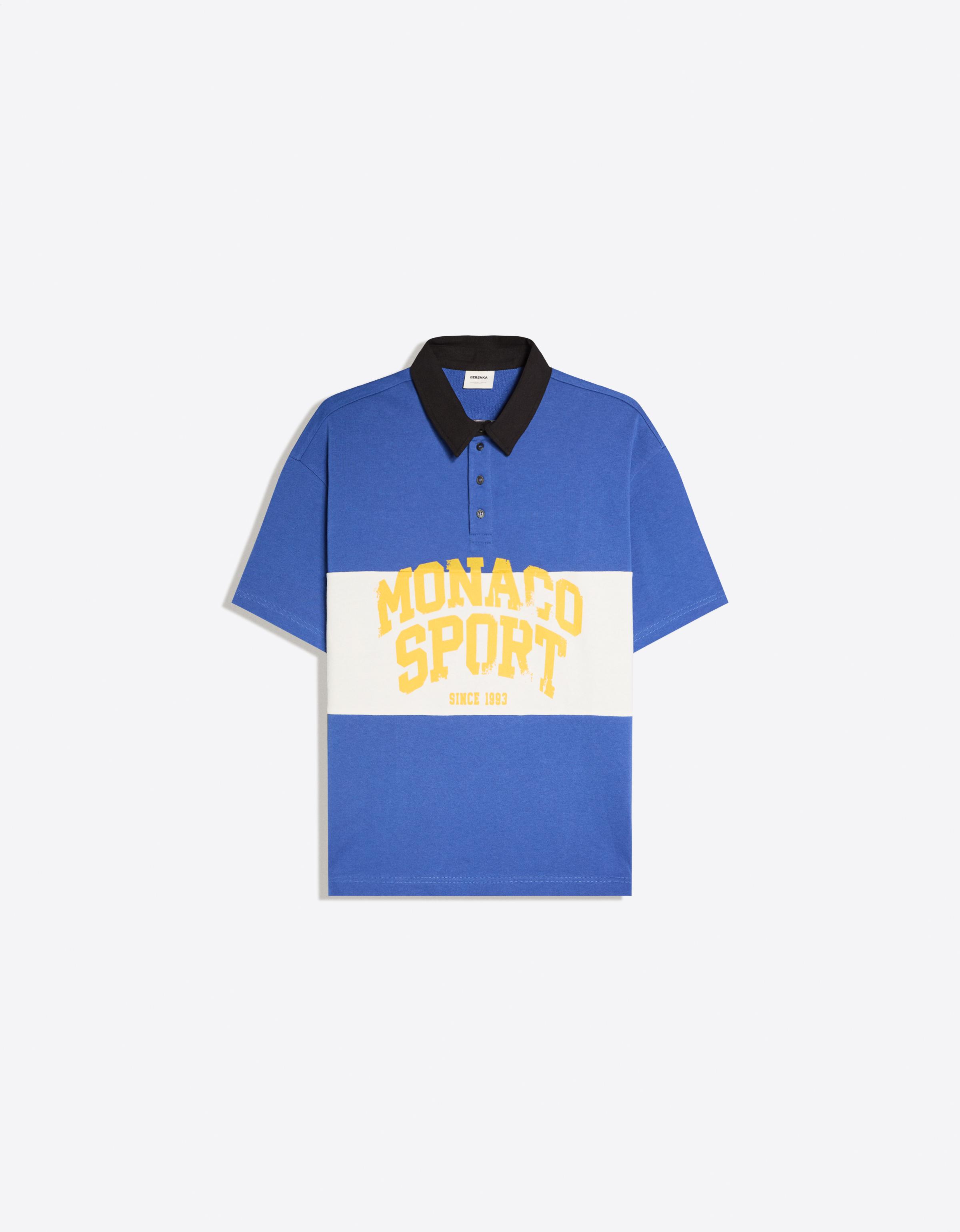 Short sleeve print polo shirt — Blue