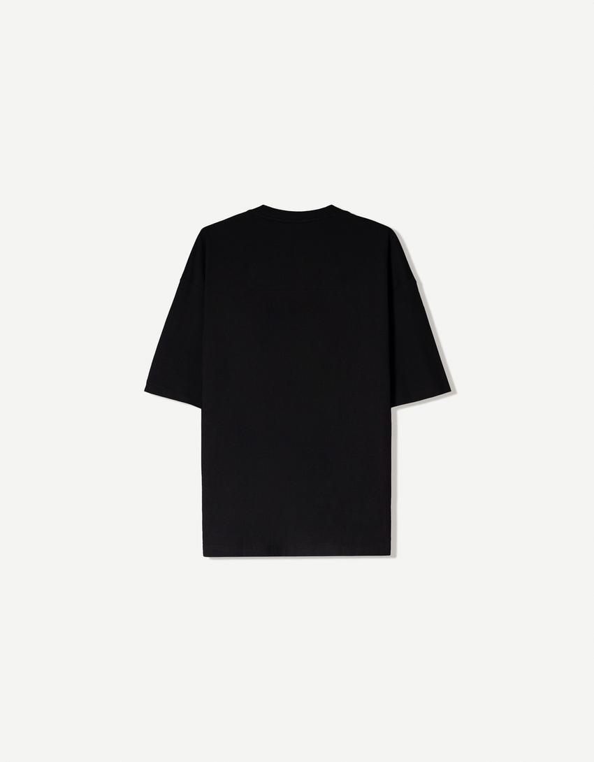 Rövid ujjú oversize póló-Fekete-5
