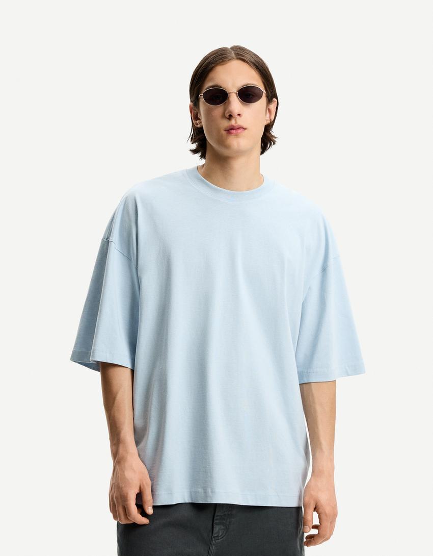 Oversize short sleeve T-shirt-Light blue