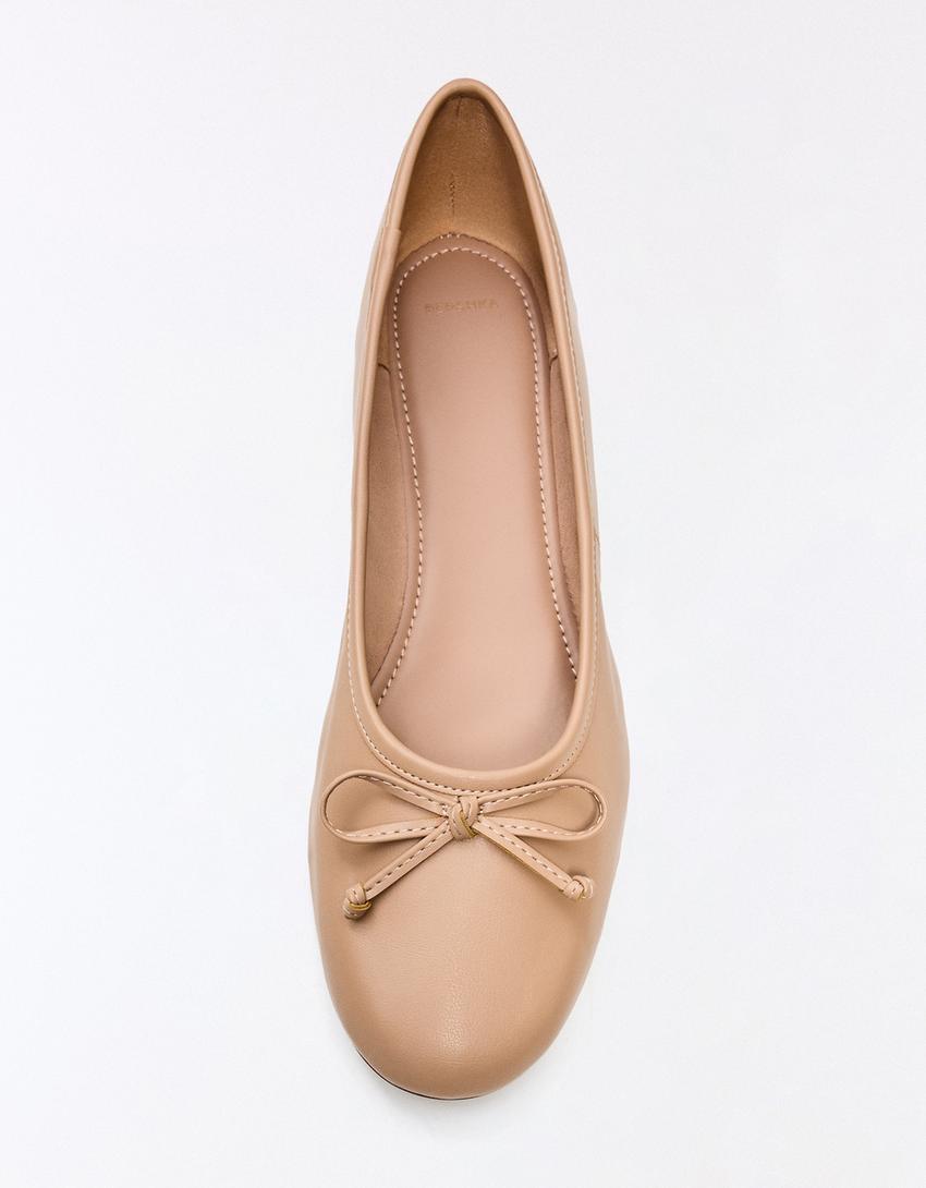 Ballerinas with bow-BEIGE