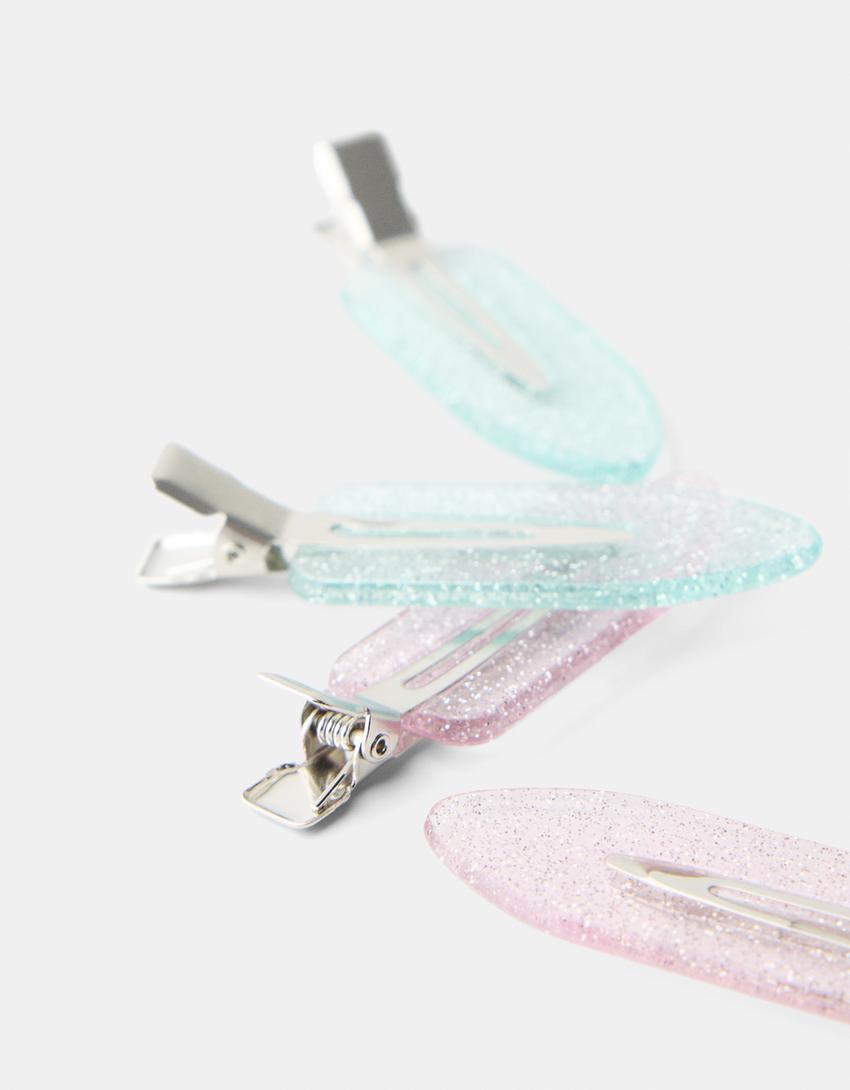 Lot 4 barrettes paillettes-Violet-2