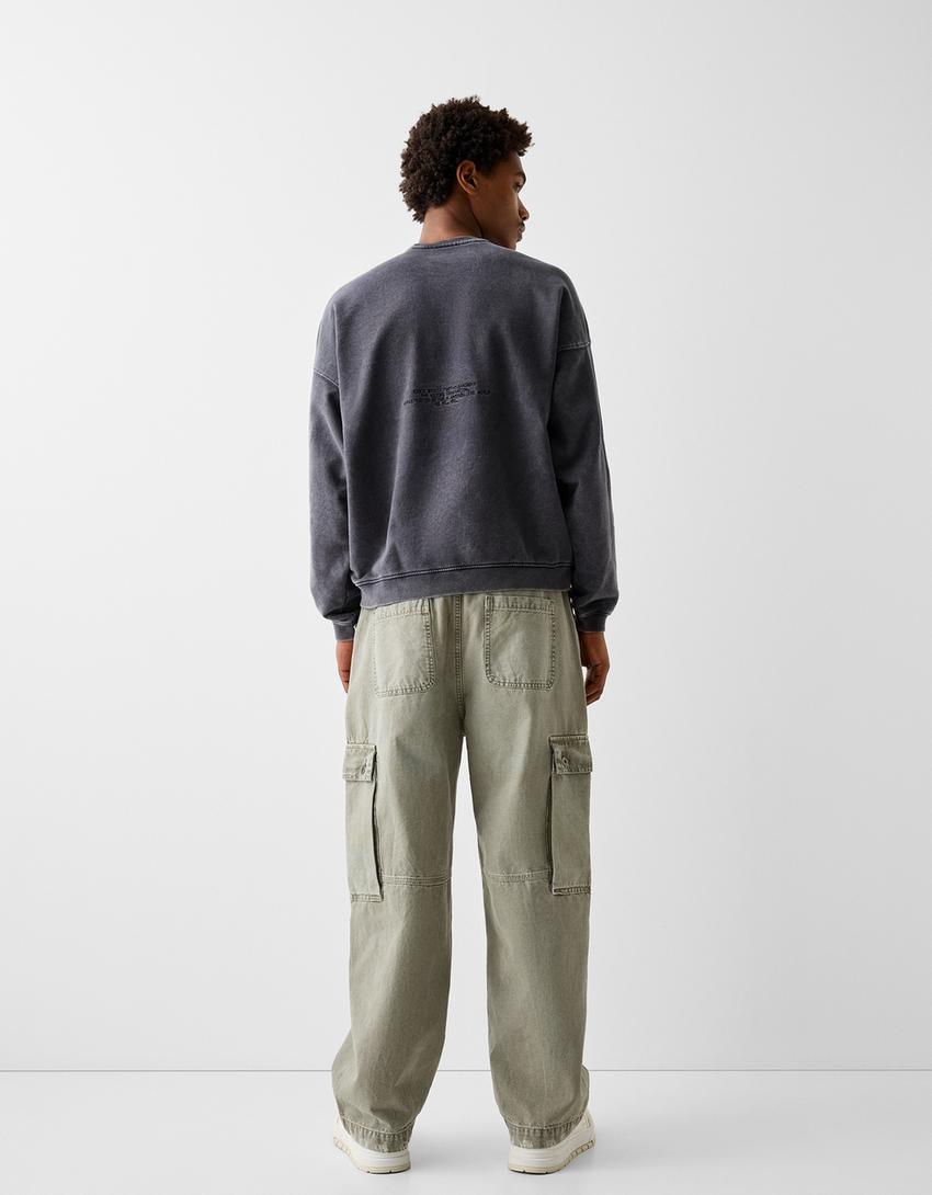 Washed-effect sweatshirt-Black