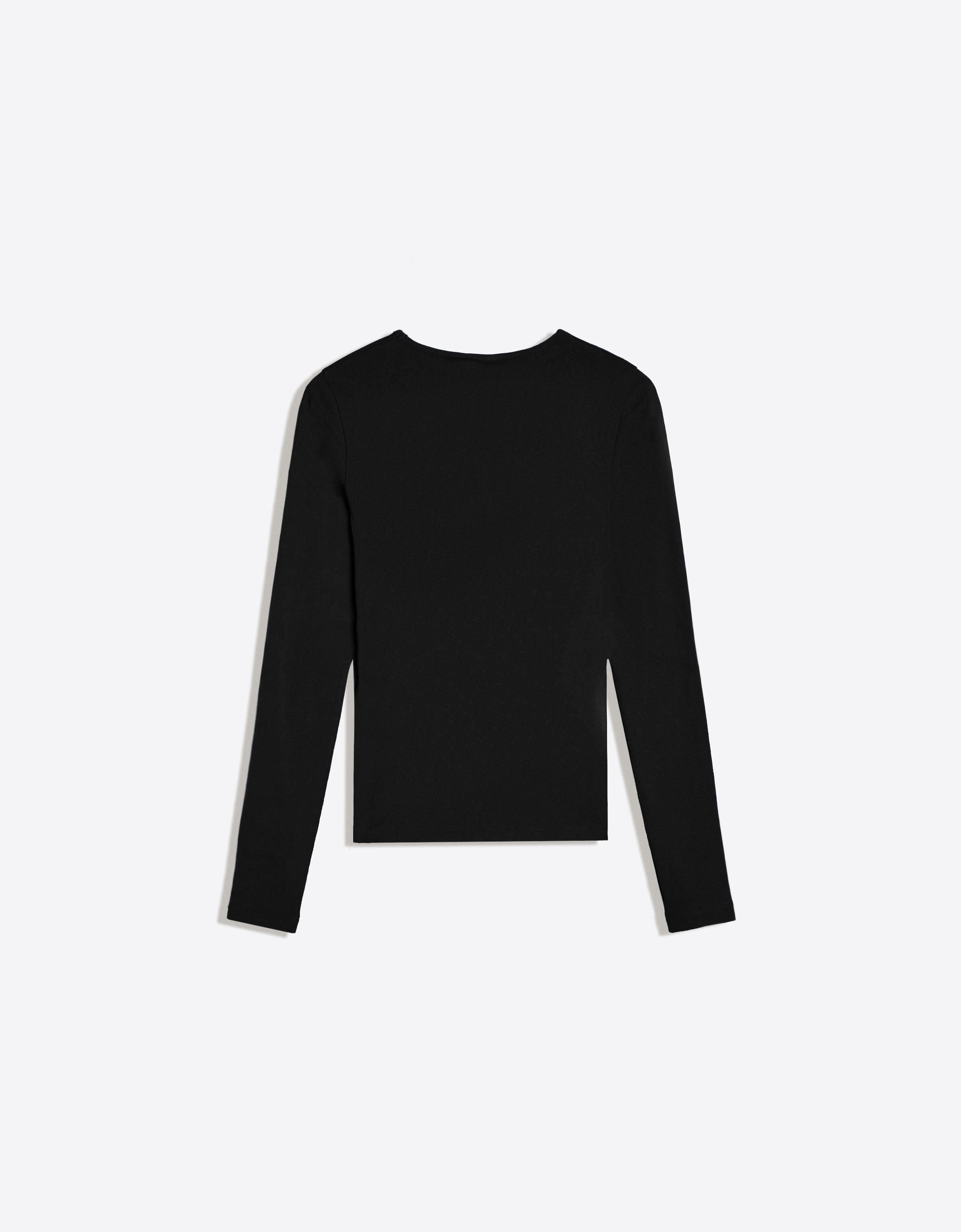 Round neck long-sleeve T-shirt — Black