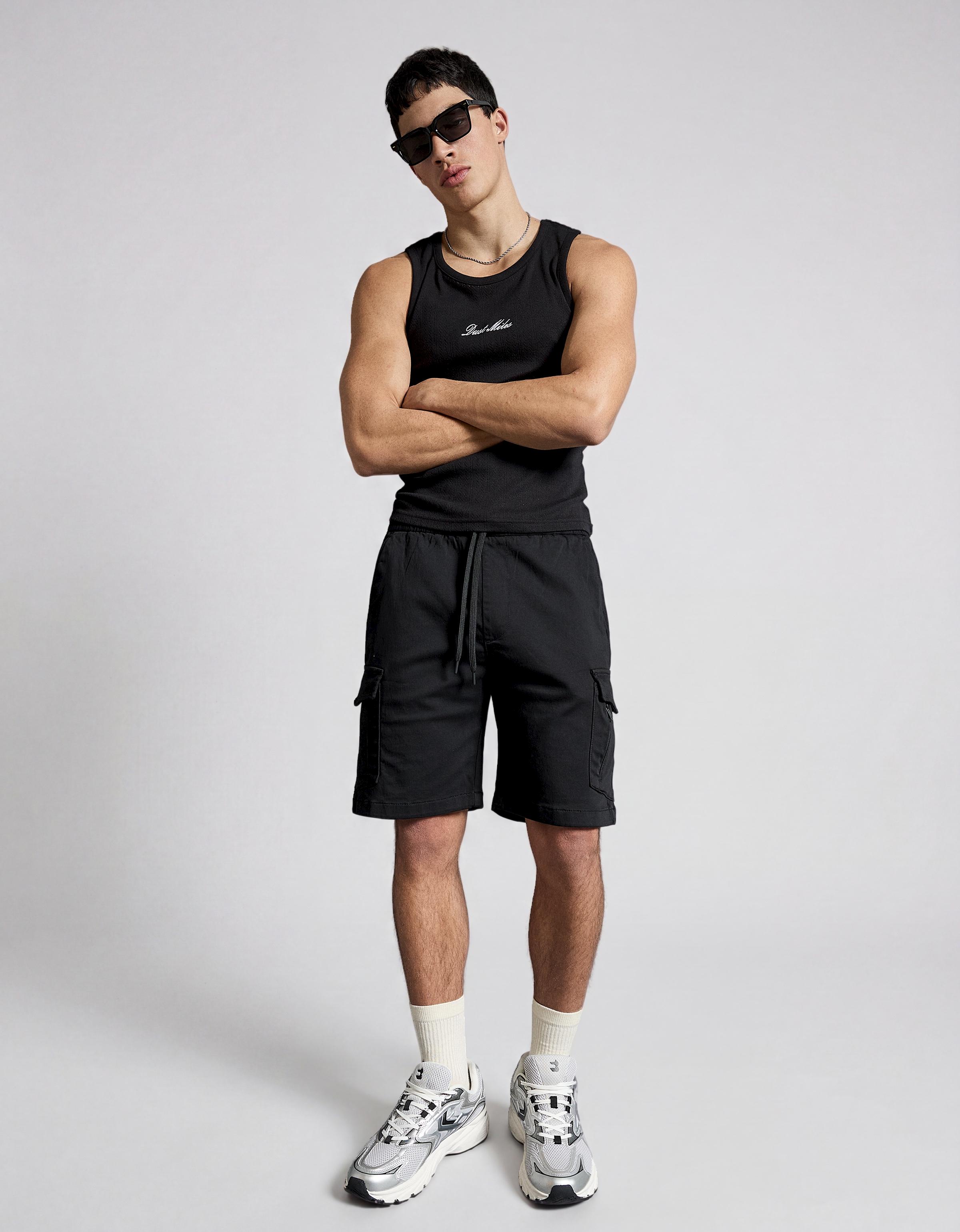 Regular fit cargo Bermuda shorts — Black