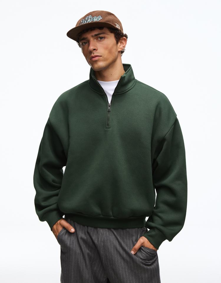 Half-length zip sweatshirt — Green