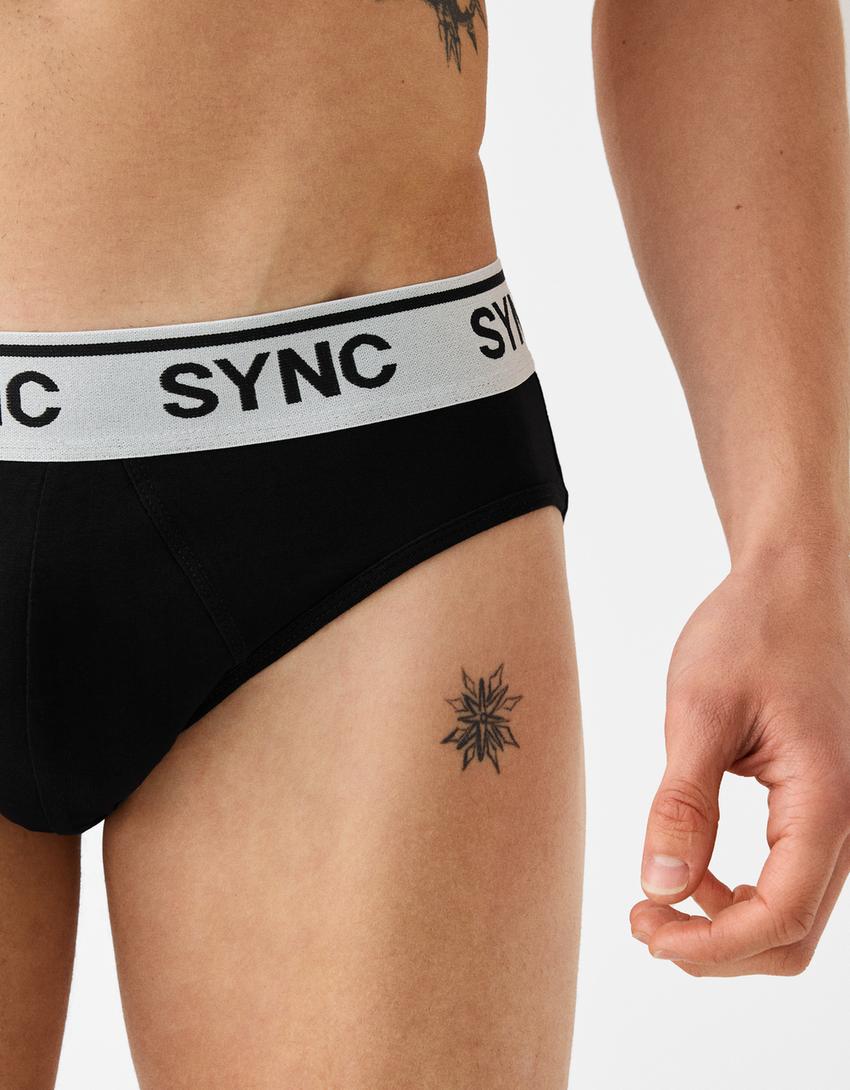 طقم من 3 ازواج بوكسرات بشريط خصر مطبوع-أسود-5