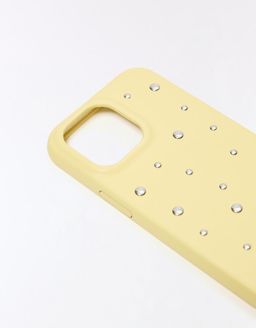 Cover cellulare finta pelle borchie-Giallo