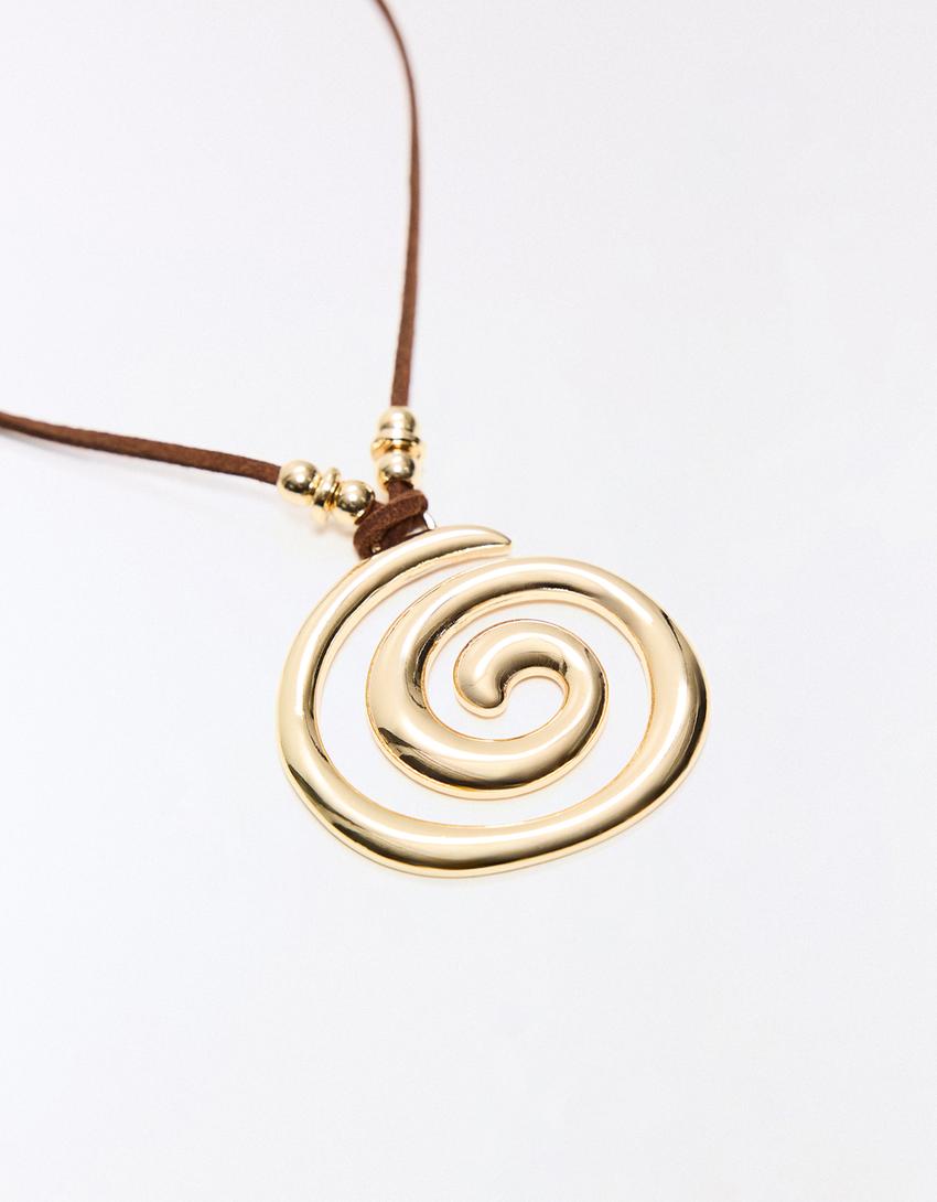 Cord pendant necklace-Gold