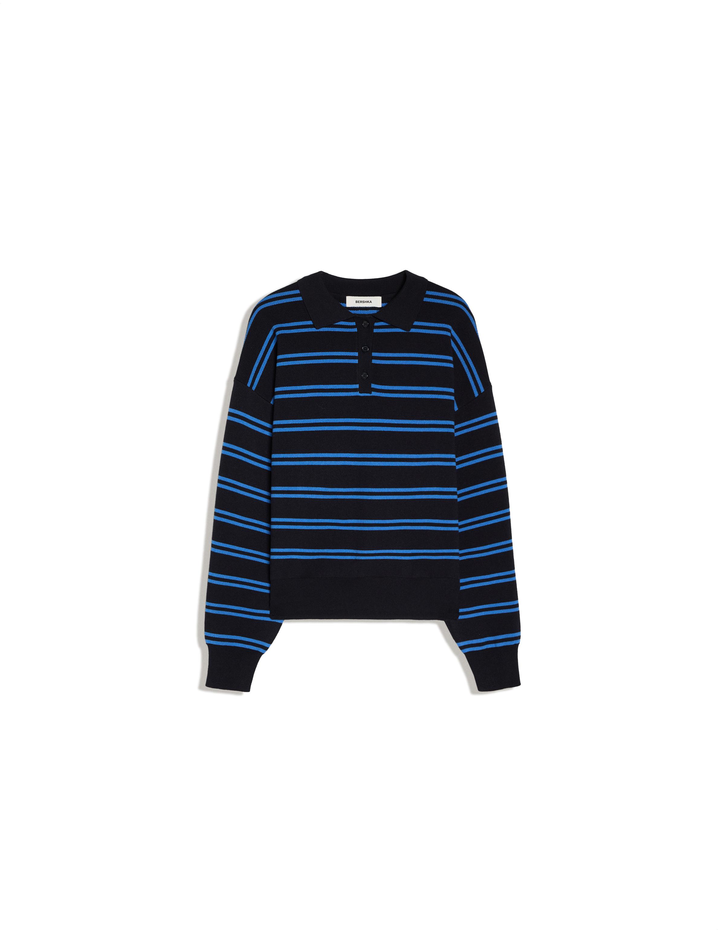 Oversize polo collar jumper — Navy