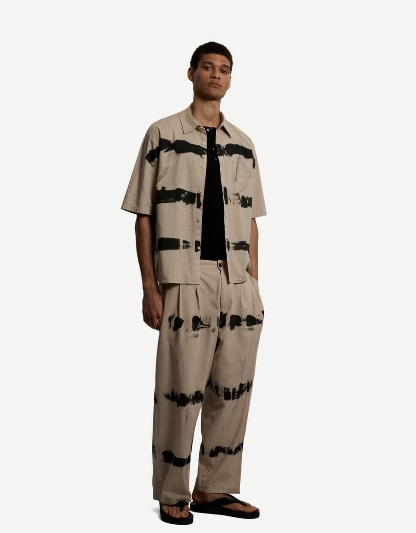 Super baggy tie-dye trousers-Beige-0