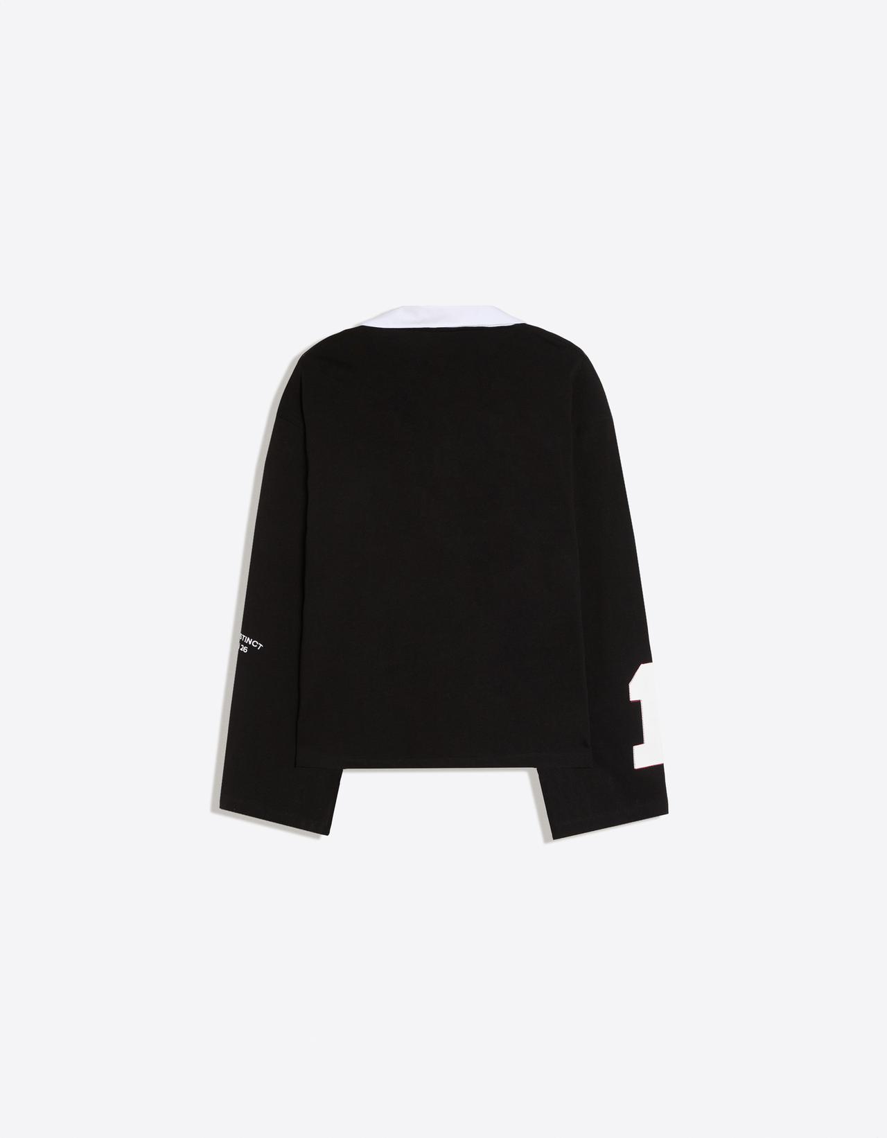 Long sleeve print polo shirt — Black