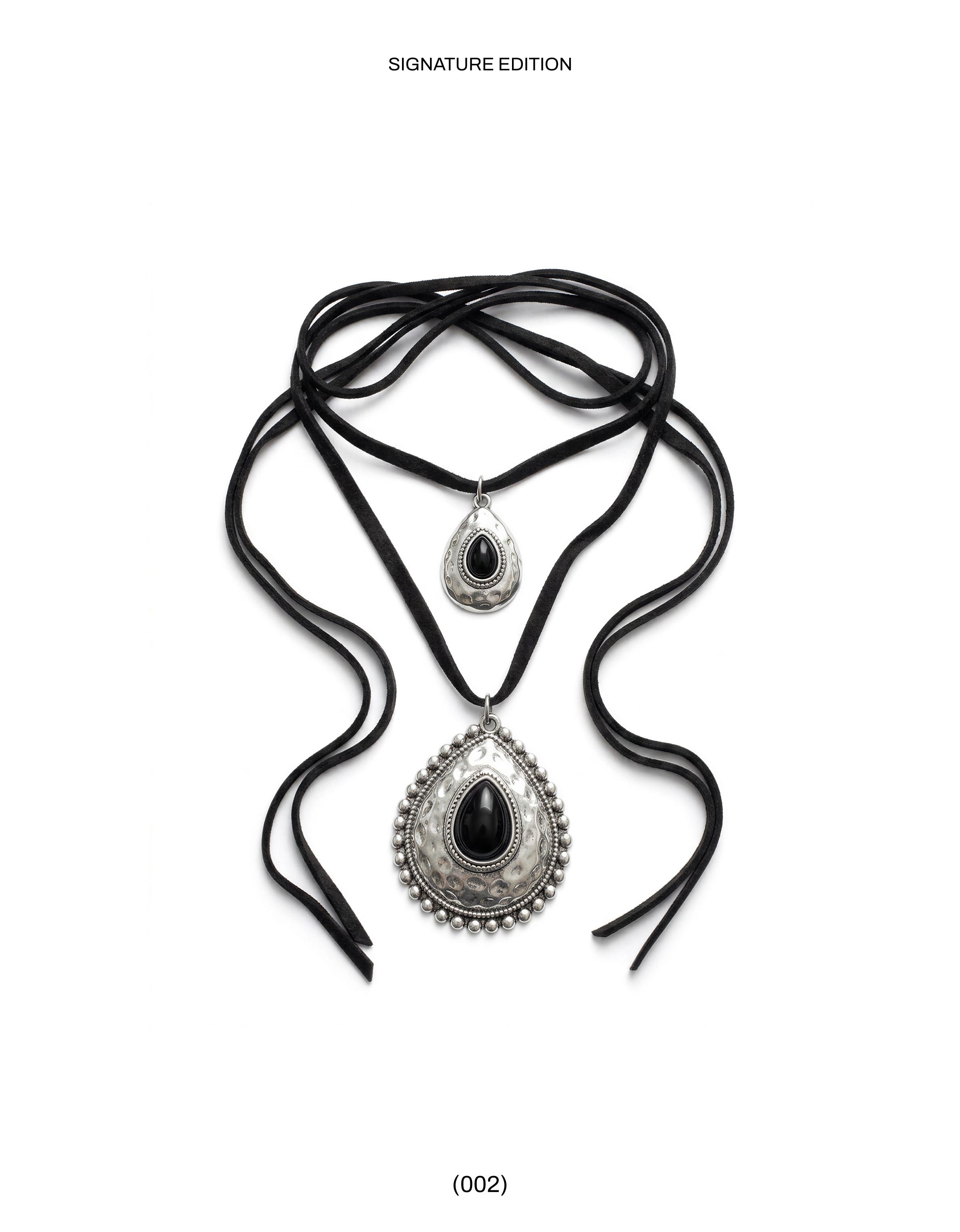 Pack of 2 stone pendant necklaces — Silver