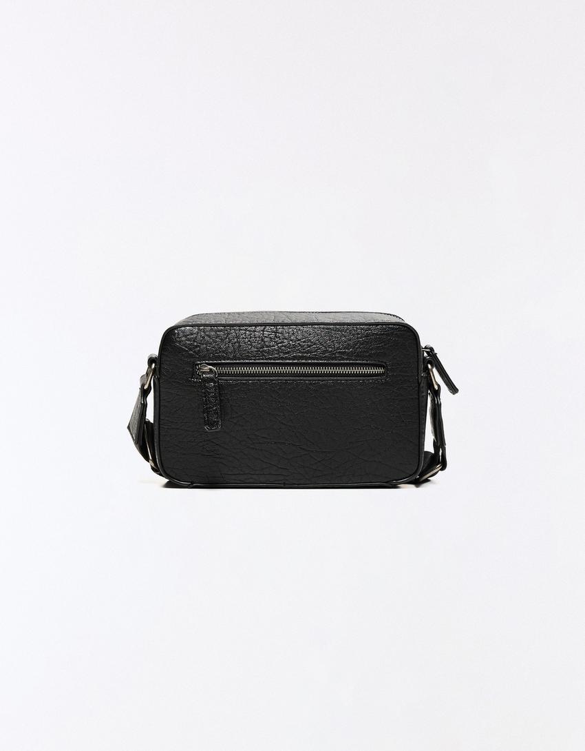 Embossed star crossbody bag-Black