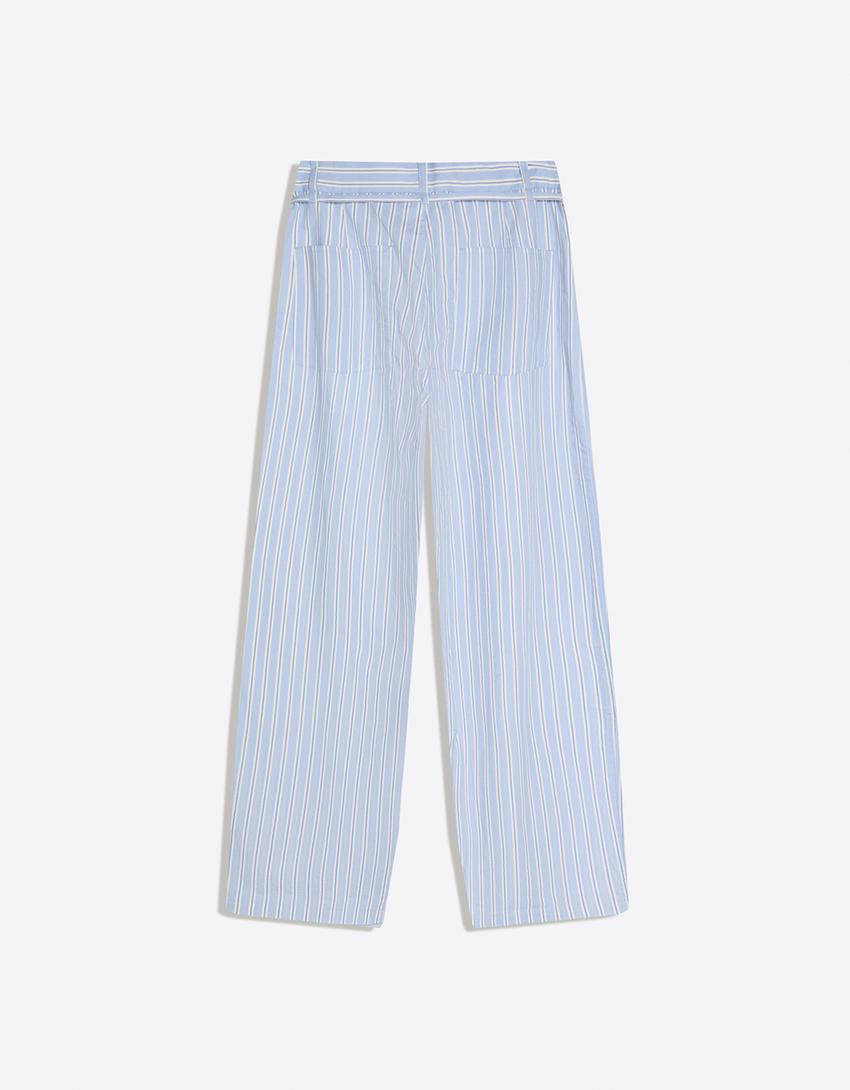 Super baggy striped trousers-Blue