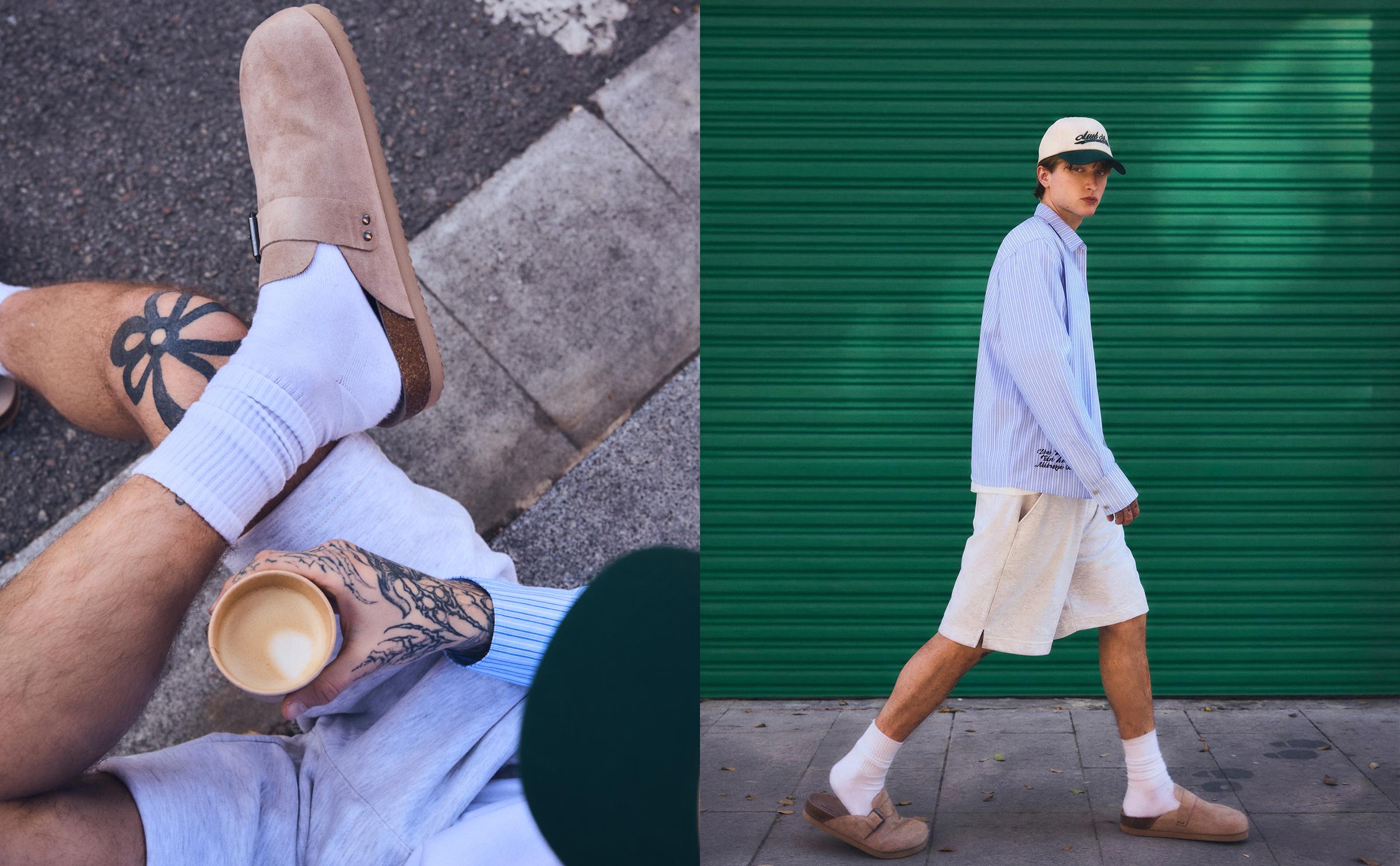 Clogs with buckle detail — TAUPE