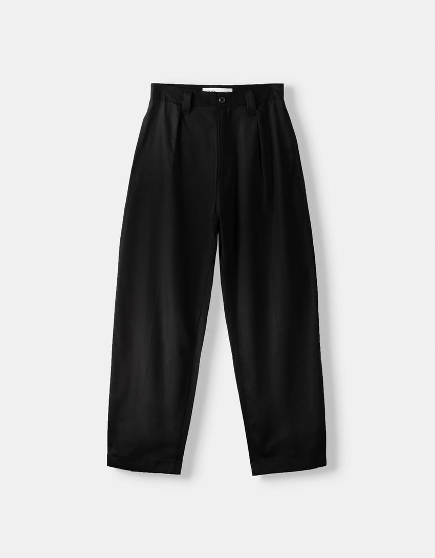 Pantalon balloon tailoring avec tencel-Noir-4