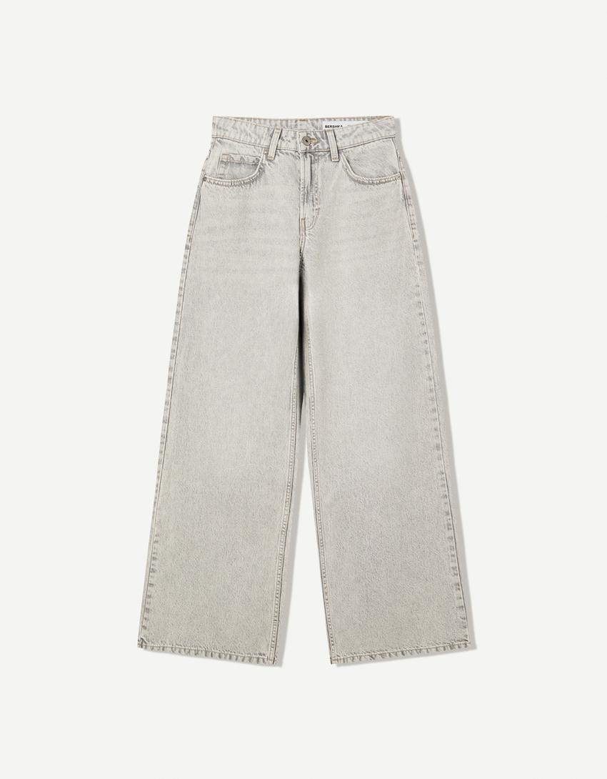 Wide-leg jeans-Grey