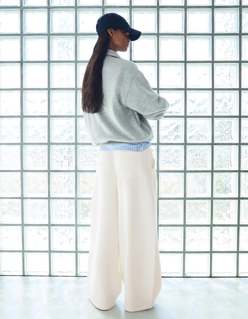 Modal barrel fit pantolon-Krem