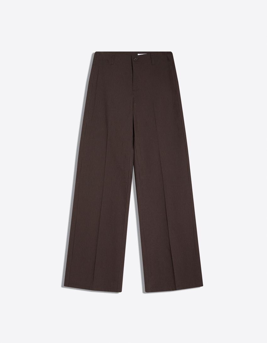 Hlače širokih nogavica-Smeđa